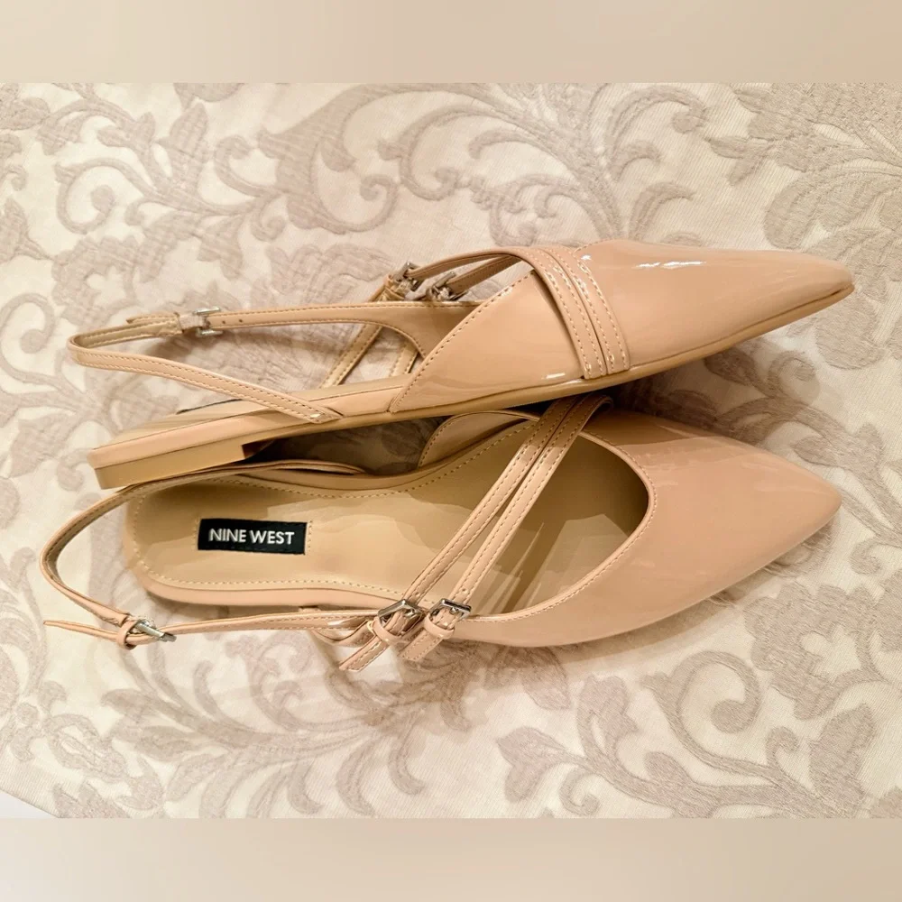 Nine West Women's light natural Slingback flats beley3 - Picture 4 of 6